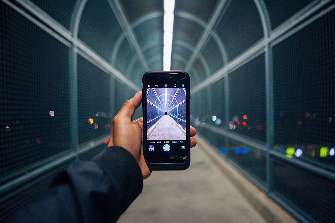 A smartphone being used in the evening